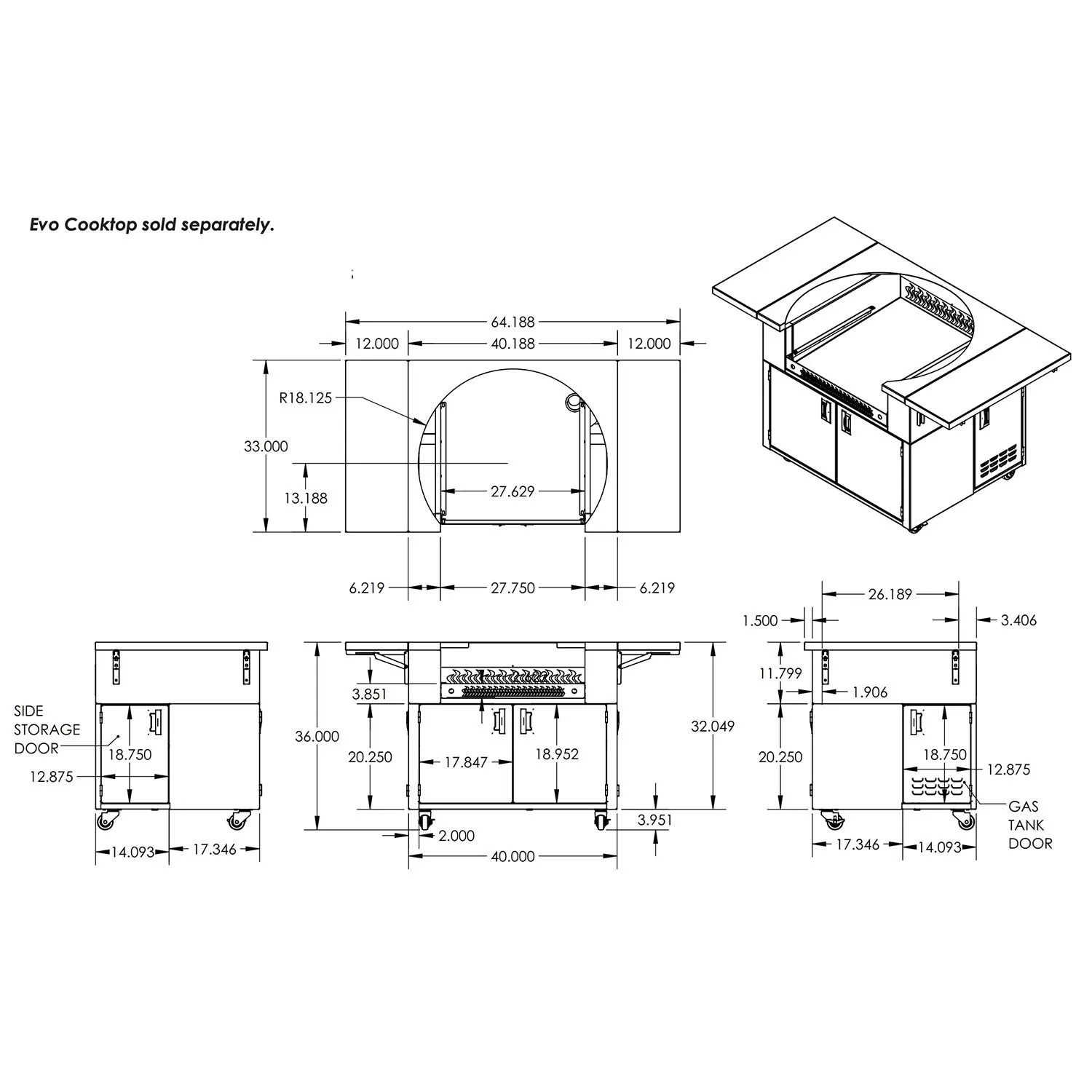Evo 10-0053-30 Cart For Evo 10-0055 Affinity 30G Gas Grill 3 Evo 10-0053-30 Cart For Evo 10-0055 Affinity 30G Gas Grill - Image 3