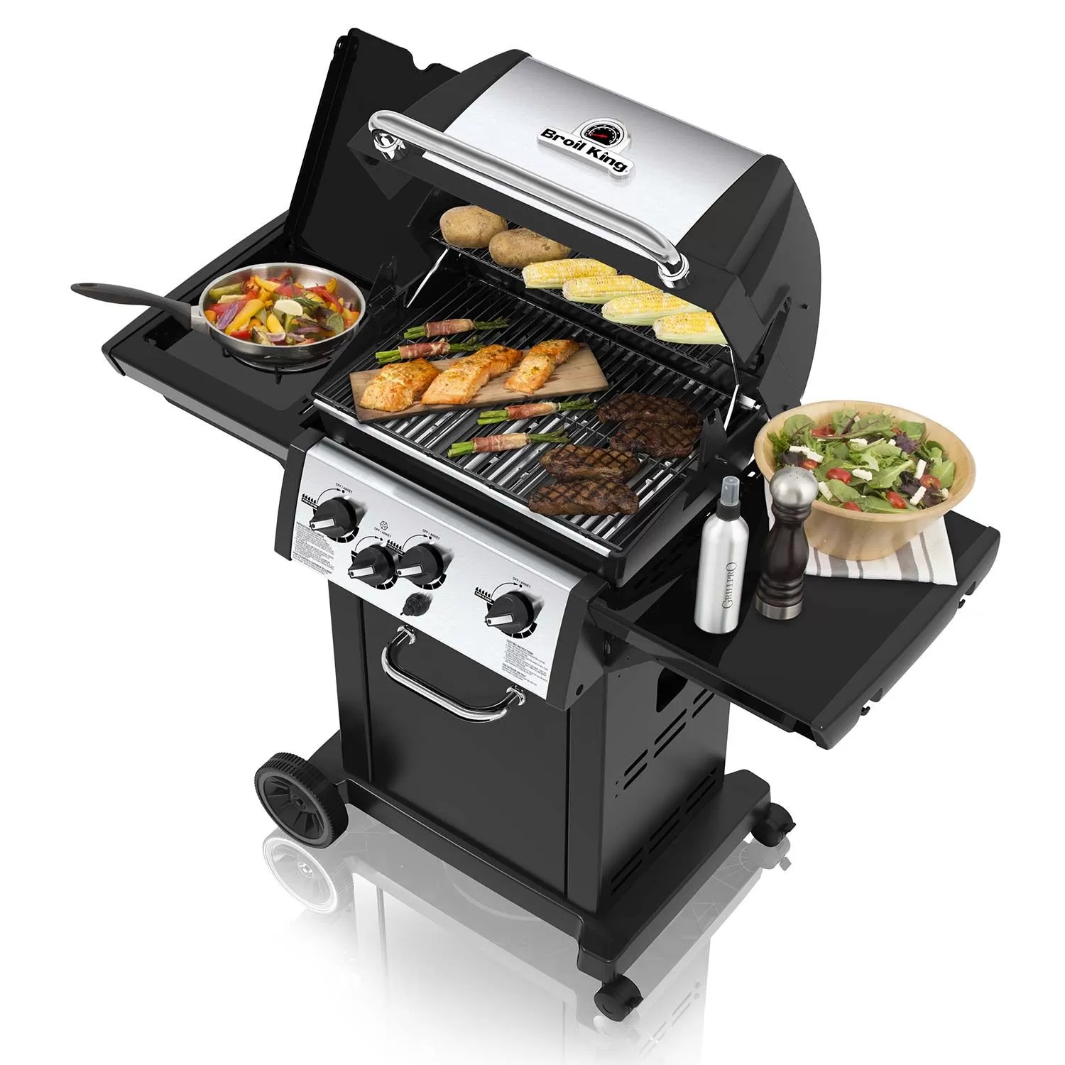 Broil King MON-340 Monarch 340 3-Burner Grill On 2-Wheel Cart With Side Burner, 22-Inches 3 Broil King MON-340 Monarch 340 3-Burner Grill On 2-Wheel Cart With Side Burner, 22-Inches - Image 3
