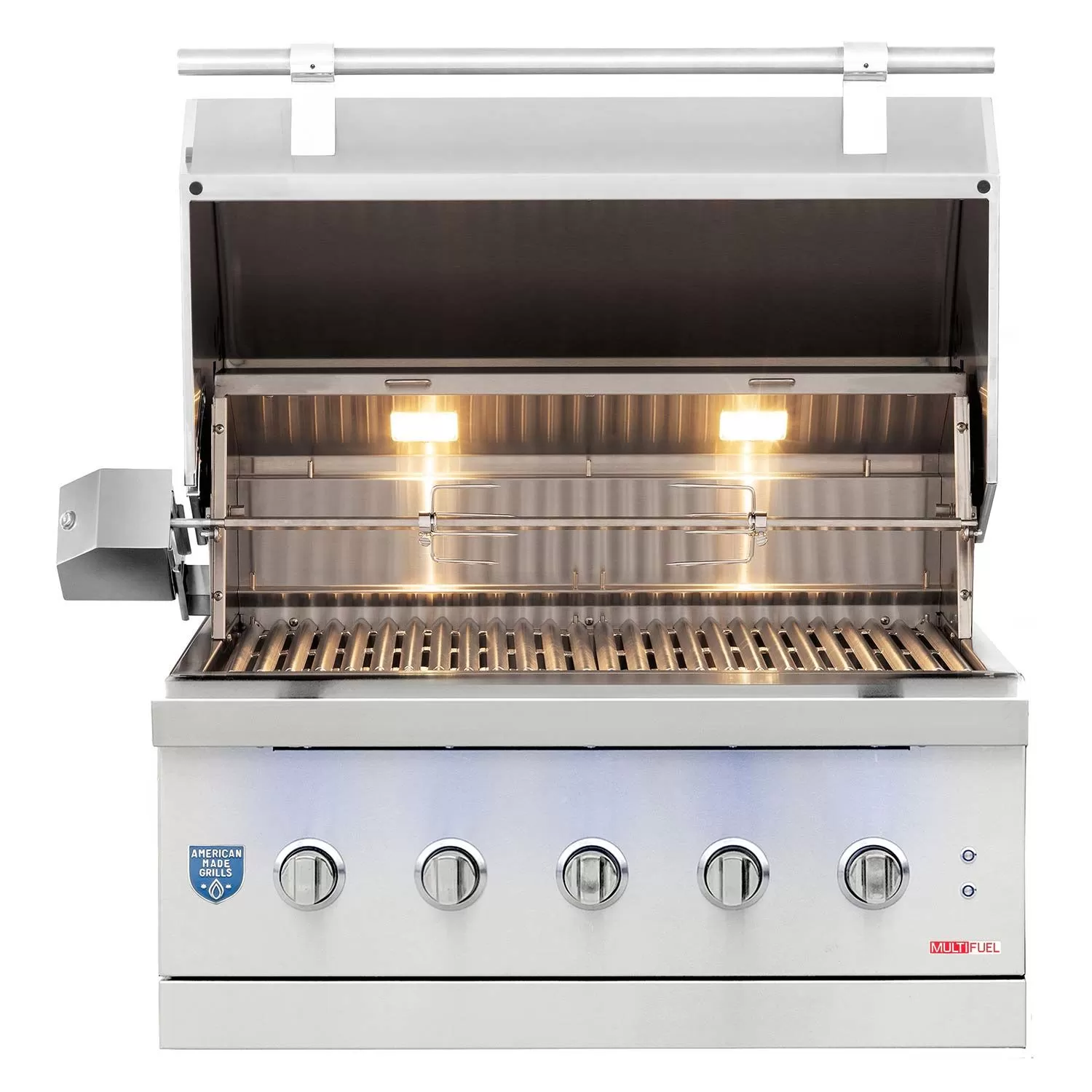 American Made Grills AMG-ENC36 Encore 36-Inch Built-In Dual Fuel Wood And Gas Grill With Infrared Searing Burner And Rotisserie Kit 2 American Made Grills AMG-ENC36 Encore 36-Inch Built-In Dual Fuel Wood And Gas Grill With Infrared Searing Burner And Rotisserie Kit - Image 2