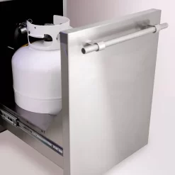 American Made Grills AMG-ENC36-CART Encore 36-Inch Dual Fuel Wood And Gas Grill With Infrared Searing Burner And Rotisserie Kit On Cart -Barbecue Shop encfs36 e 04 21