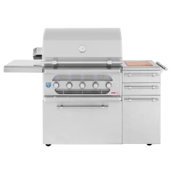 American Made Grills AMG-MUS36-CART Muscle 36-Inch Dual Fuel Wood And Gas Grill With Infrared Searing Burner And Rotisserie Kit On Cart