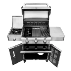 Saber R50CC0317 3-Burner Deluxe Freestanding Cast Infrared Grill With Side Burner, 32-Inches -Barbecue Shop r50cc0317 e 02 20
