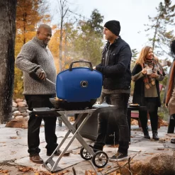 Napoleon TQ285X-RD-1-A TravelQ 285 Portable Grill With Scissor Cart, Propane -Barbecue Shop tq285x muskoka lifestyle people grilling bl