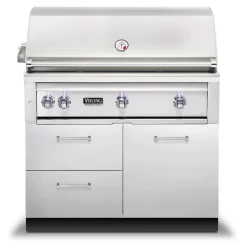 Viking 5 Series Stainless Steel Gas Grill On Stainless Steel Grill Base With ProSear Burner & Rotisserie, 42-Inch (VQGI542BSS)