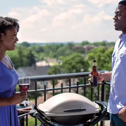 Weber Q2000 Portable Propane Gas Grill With Side Tables On Scissor Cart (WEB-53060001-WEB-6557) -Barbecue Shop web 53060001 ls a 05 22 1