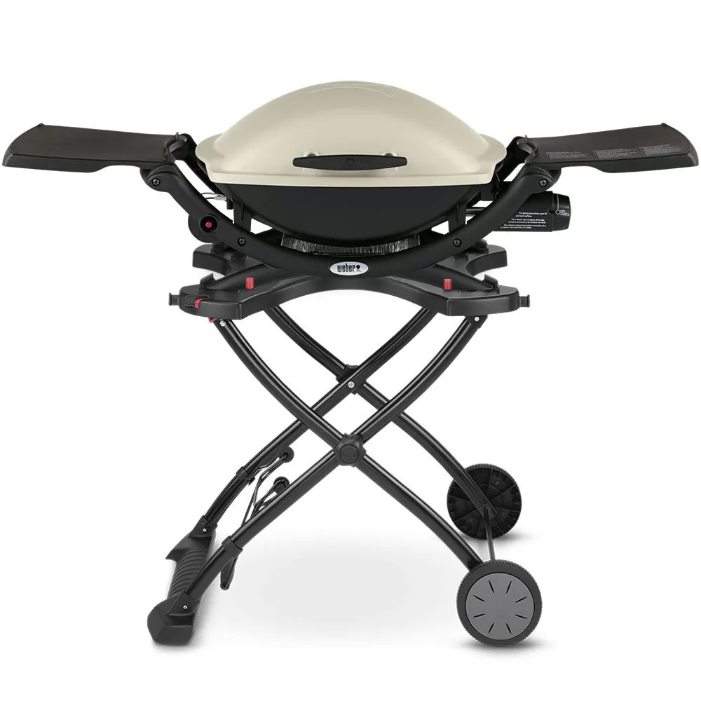 Weber Q2200 Portable Propane Gas Grill With Side Tables On Scissor Cart (WEB-54060001-WEB-6557) 1 Weber Q2200 Portable Propane Gas Grill With Side Tables On Scissor Cart (WEB-54060001-WEB-6557)