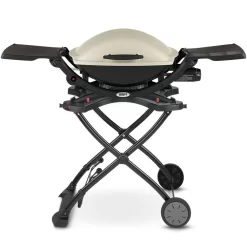 Weber Q2000 Portable Propane Gas Grill With Side Tables On Scissor Cart (WEB-53060001-WEB-6557)