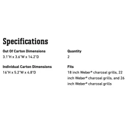 Weber Charcoal Baskets For 18-Inch Or Larger Charcoal Grills, Set Of 2 (WEB-7403) -Barbecue Shop web 7403 spec a 05 22