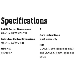 Weber Premium Grill Cover For Genesis 300 Series Grills (WEB-7757) -Barbecue Shop web 7757 spec a 05 22