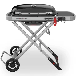 Weber Traveler Portable Propane Gas Grill With Side Table